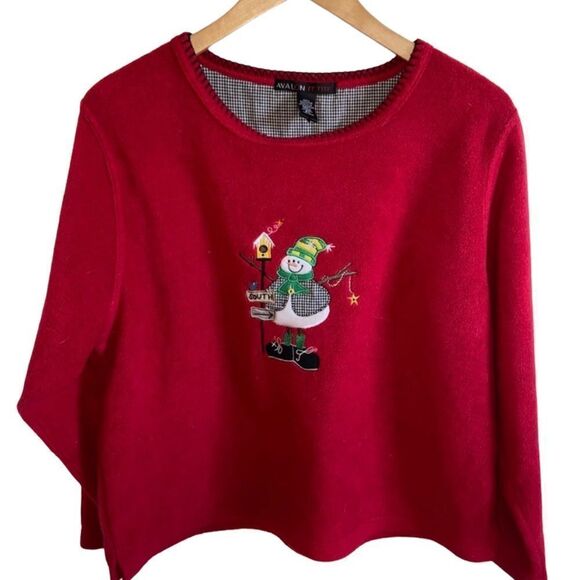 Vintage Avalon Christmas holiday sweatshirt - fleece snowman Crewneck - Picture 1 of 8